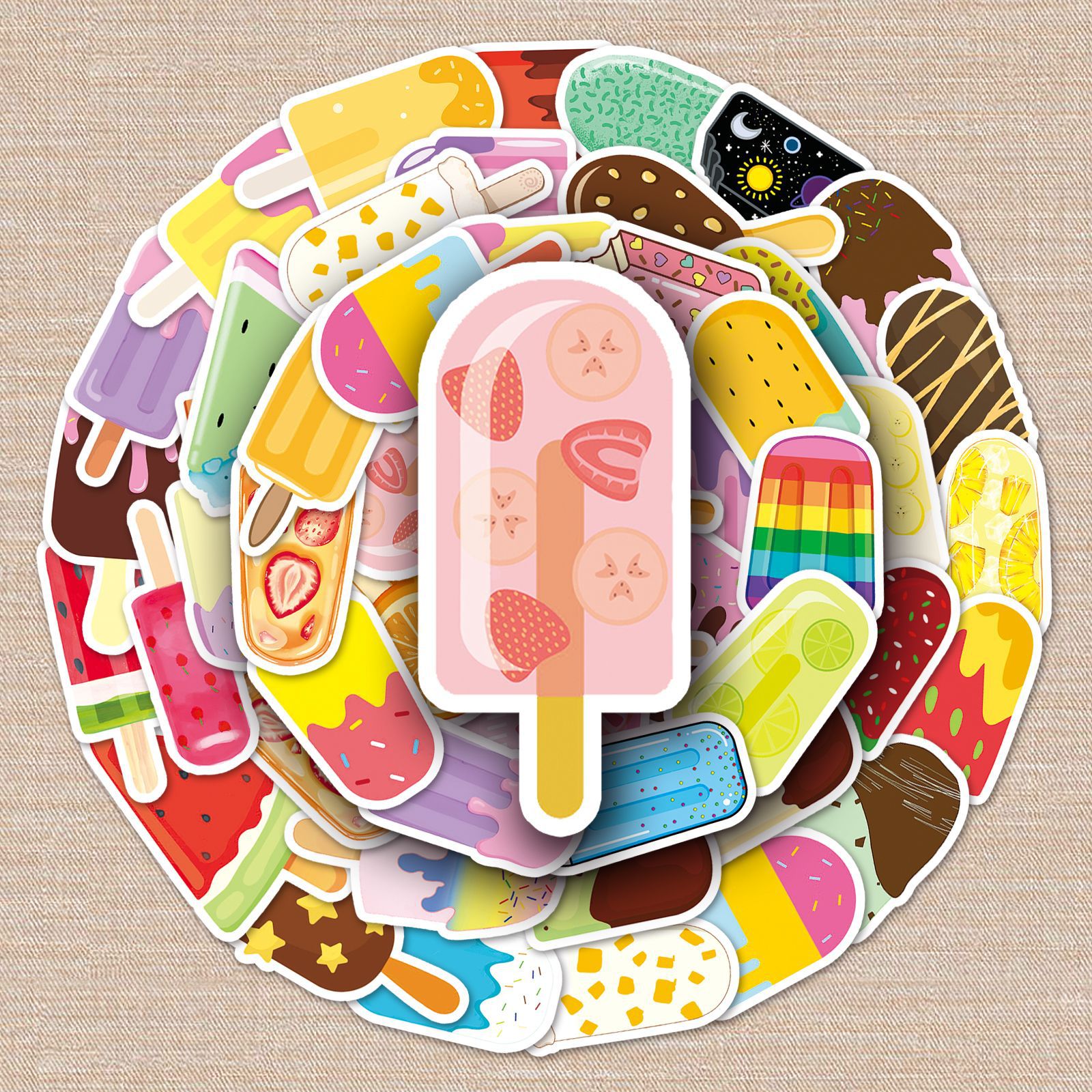 50 Popsicle Summer Cartoon Personality Graffiti Handbook Laptop Luggage Car Skateboard Decorative Stickers