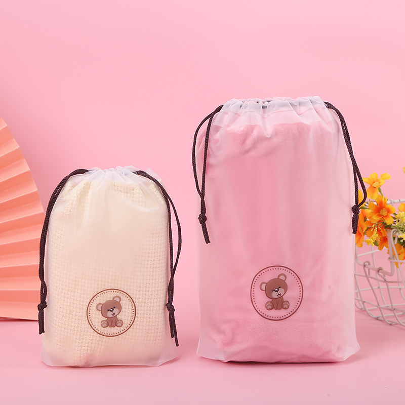 Drawstring Drawstring Pocket New Bear Drawstring Bag Shoes Clothing Storage Bag Frosted Face Towel Packaging Bag Spot