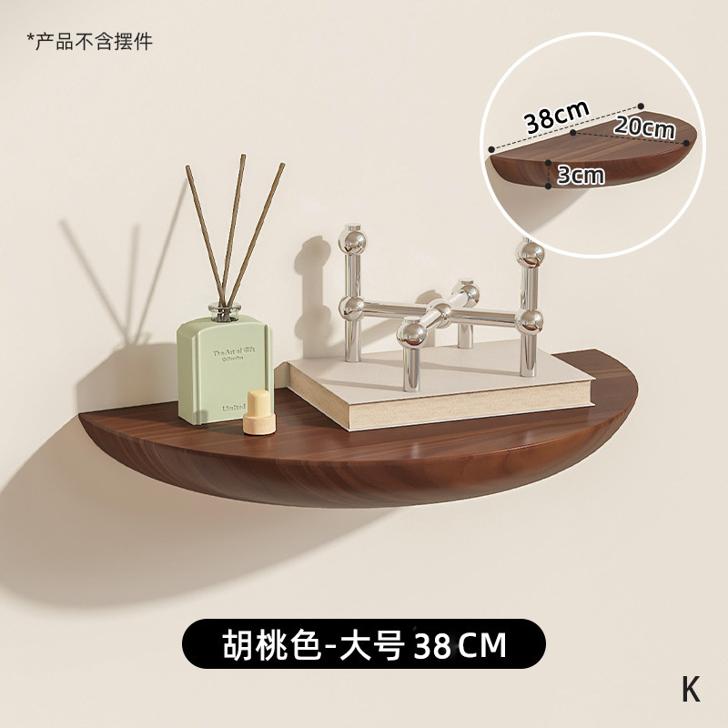 Picture of No Punching Semicircular Solid Wood Partition Wall Shelf Decoration Scandinavian Wall-Mounted Living Room Tv Wall Popular Home
