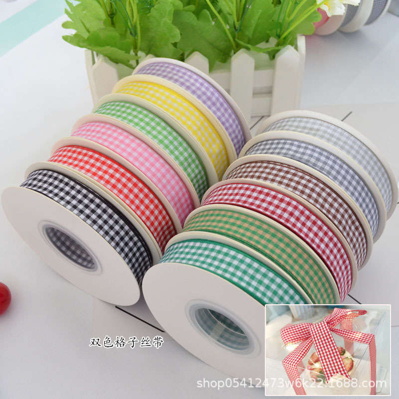 1.6cm Plaid Ribbon Ribbon diy Bow Hair Accessories Flower Cake Gift Packaging Garment Accessories Wholesale