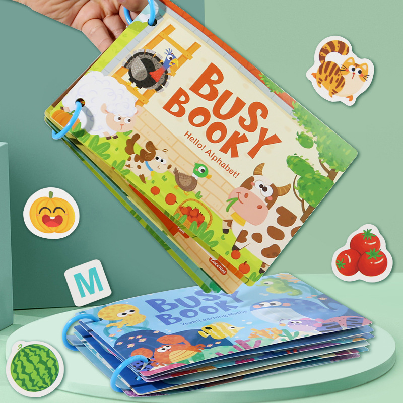 Picture of Children's Enlightenment Quiet Paste Book Farm Letter Cognition Puzzle DIY Magic Repeated Tearable Early Education Book Toy