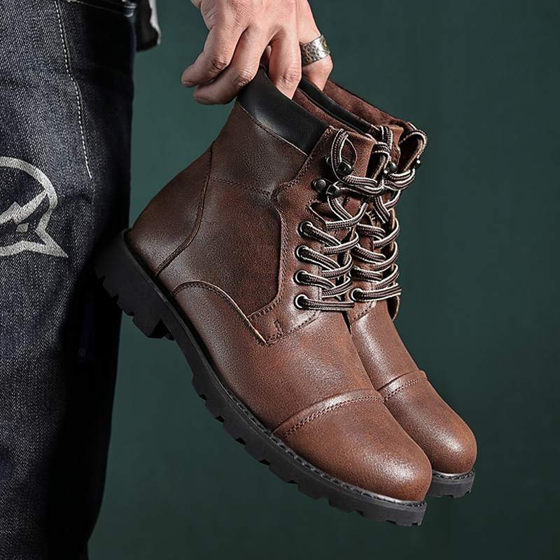 Cross-border martin boots men's autumn and winter men's shoes autumn 2024 British vintage leather boots shoes men's high-top boots men