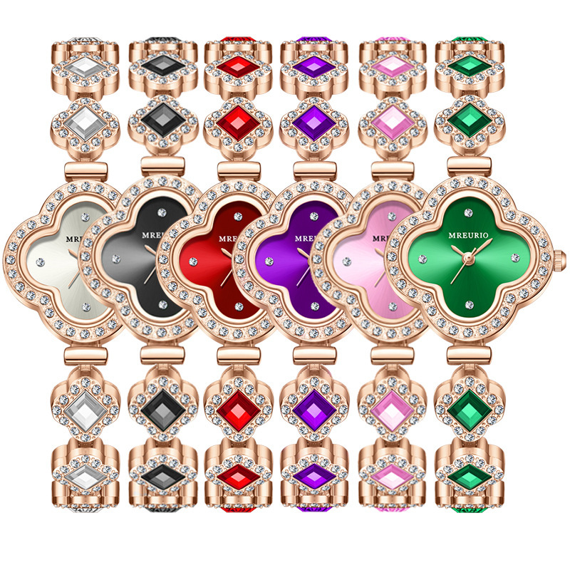 Picture of Live Hot Hot Hot Fashion Four-leaf Clover Bracelet Quartz Watch Emerald Women's Watch Women's Watch Factory Wholesale