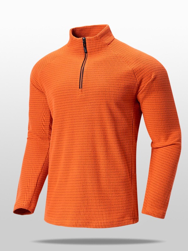 Cross-border Sports Outdoor Square Fleece Sweatshirt Men's Running Fleece Sweatshirt Men's Zipper Vertical Collar Inner Wearing Outer Wearing Jacket