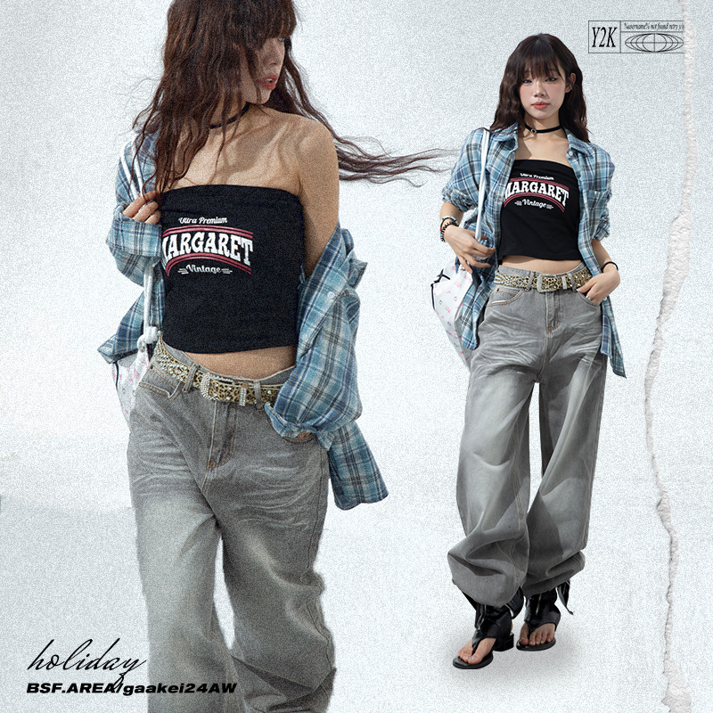 [BINGO] Relaxation Wear | What to Wear in Early Autumn | Aesthetic Accumulation Corrugated Grey Wide Leg Pants regular &