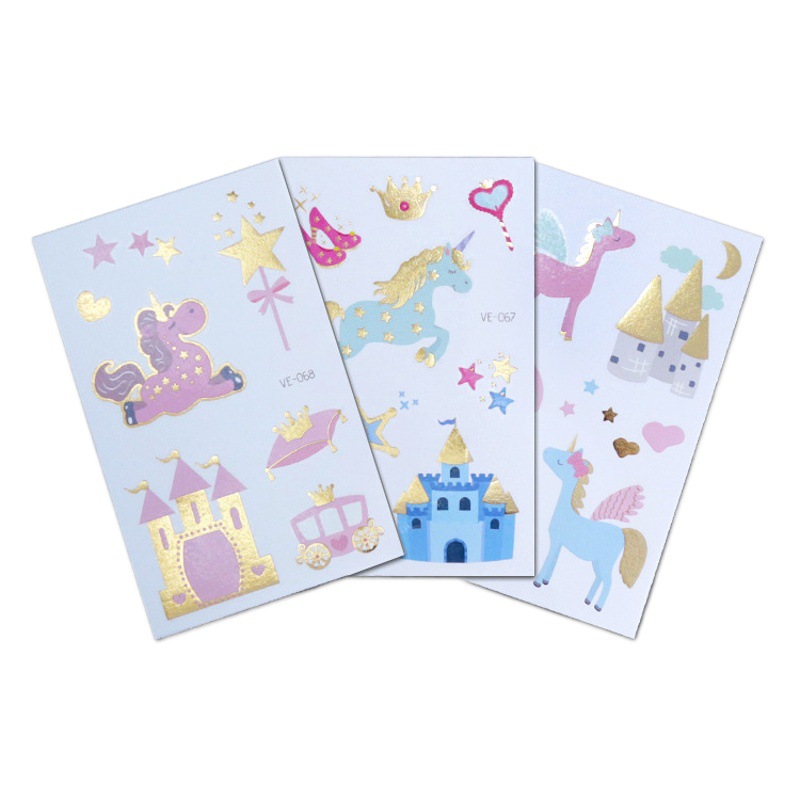 Cross-border supply of bronzing tattoo stickers manufacturers in stock unicorn tattoo stickers wholesale temporary stickers wholesale