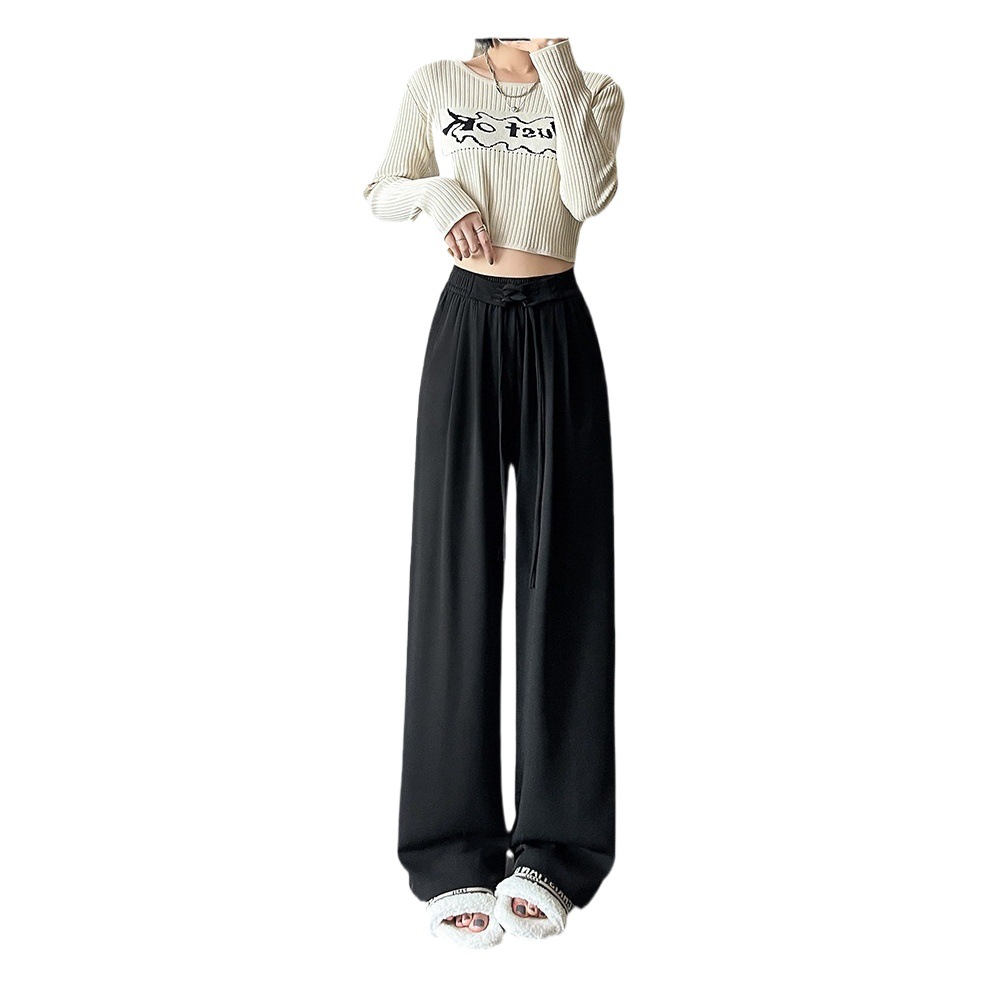 Spring and Autumn Wide Leg Pants Women's Dape Pants Women's Summer New Strap Casual Pants High Waist Straight Dress Pants