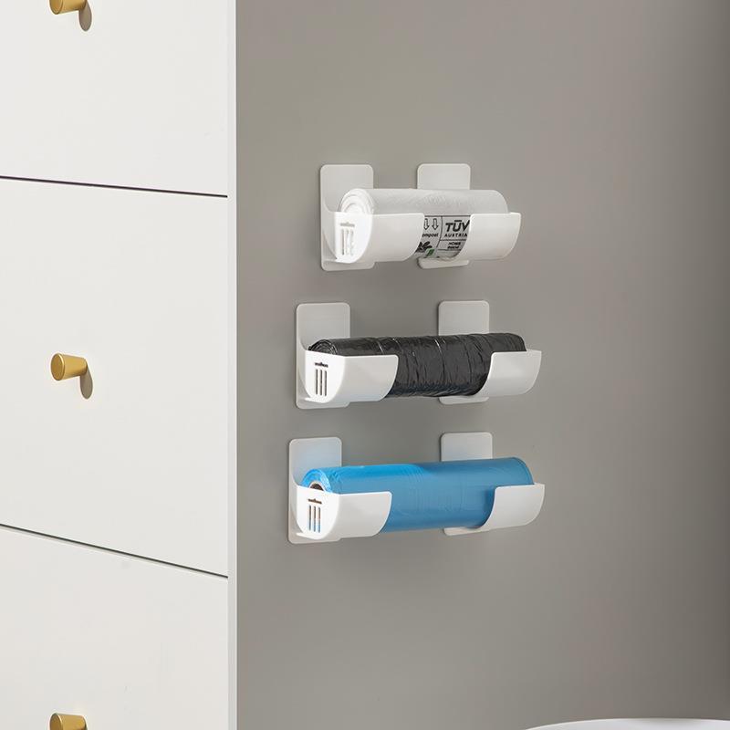 Picture of 4-piece punch-free storage bracket refrigerator side storage rack plastic wrap garbage bag cabinet storage rack