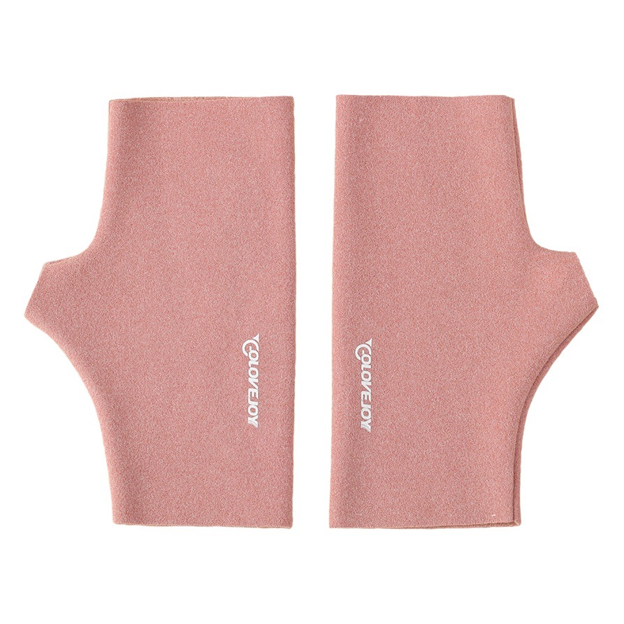De-Velvet Gloves Women's Winter Outdoor Warm Cold-proof Thin Half-finger Shaping Slimming Touch Screen Student Gloves DY30