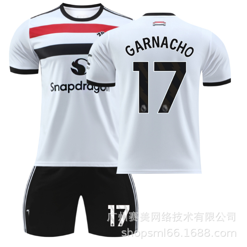 Picture of 2425 Red Devils Two-man White Football Jersey suit 10 Rashford 37 Menu 17 Garner Joe 7C Luo Men's Jersey