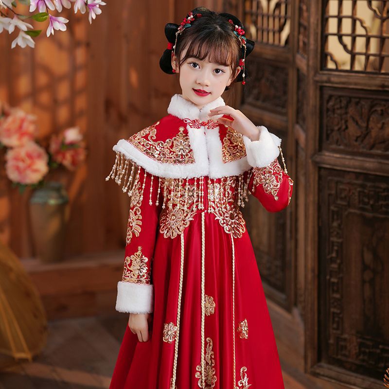 Picture of Girls' Hanfu dress Winter Ancient Clothes New Winter New Style Children's Tang Suit Chinese Style Girls' New Year Clothes