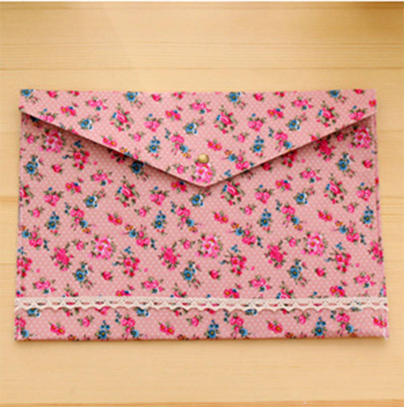 Picture of Elegant File Bag Floral A4 File Bag Felt File Bag A4 Snap Folder Elegant Pencil Bag
