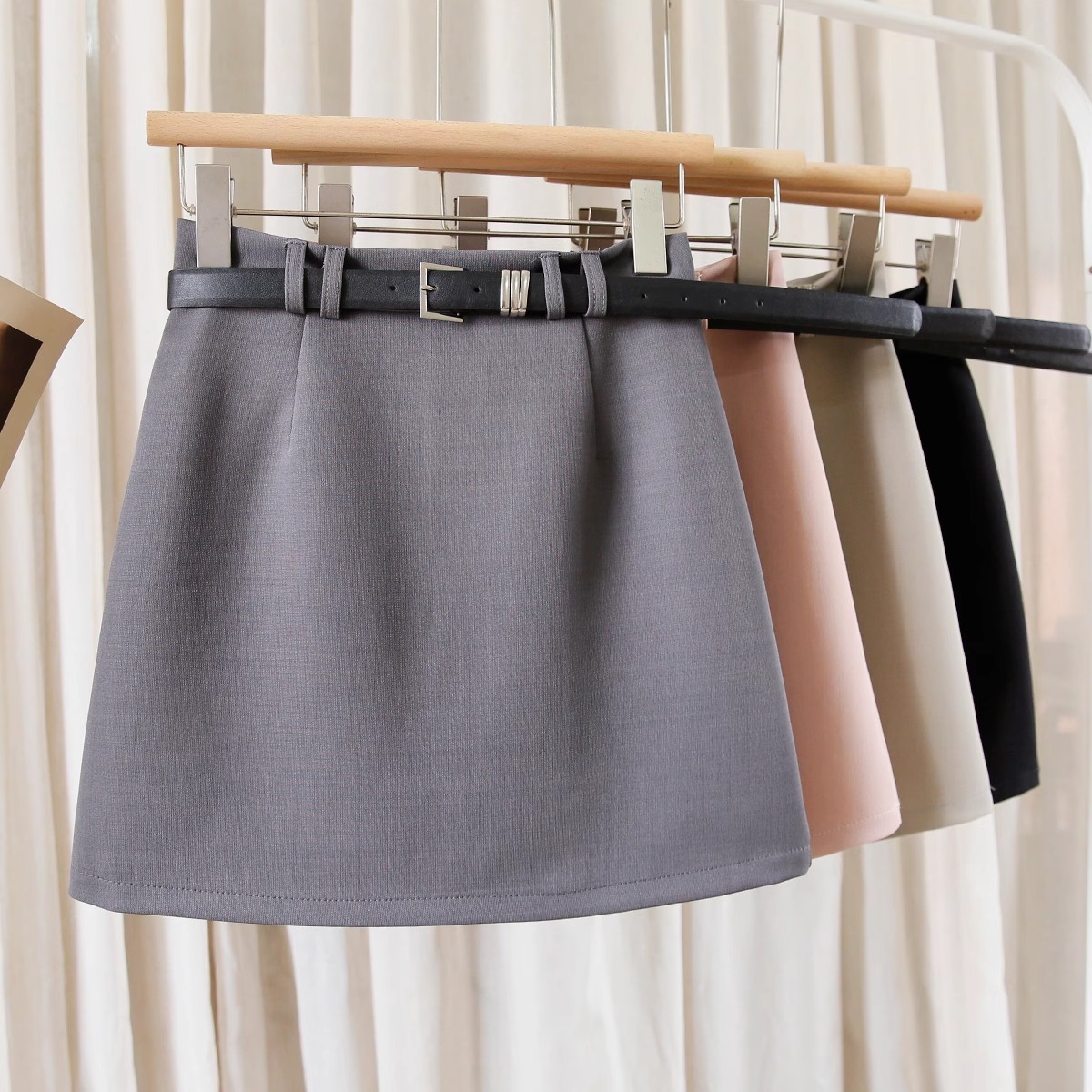 Spring and summer 2025 new gray suit skirt women's Korean fashion hip skirt high waist slim A- line skirt
