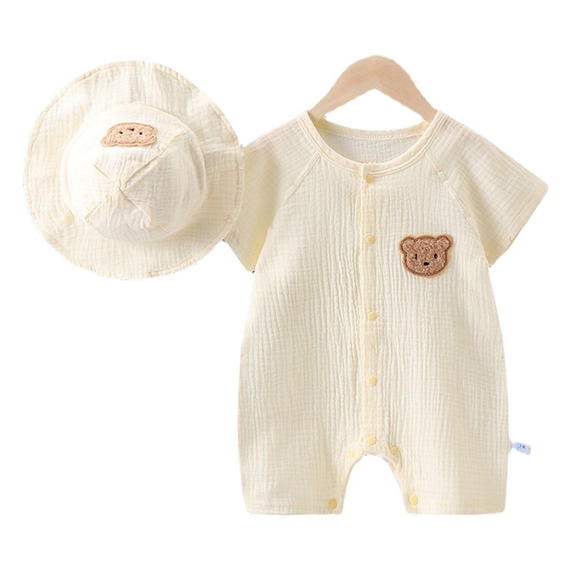 Picture of Baby Summer Thin Clothes Gauze Pure Cotton Jumpsuit Baby Short-sleeved Hare Clothes for Boys and Girls Baby Climbing Clothes for Going Out