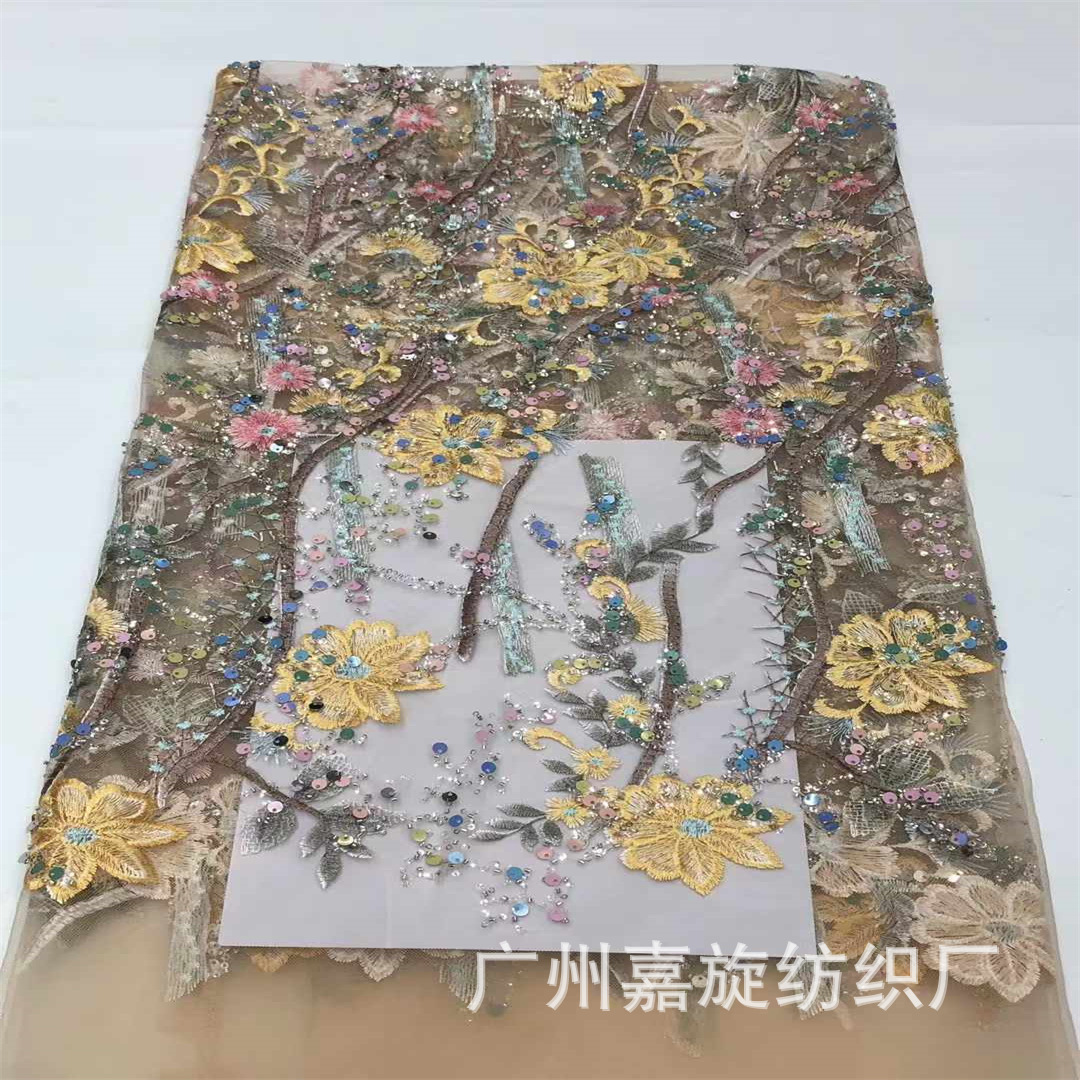 Colorful Sequin Flower Embroidered Lace Dress Wedding Dress Lace Fabric African Embroidery Lace