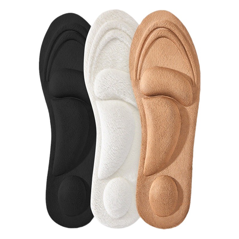 Warm insole fleece-lined thick sweat-absorbent wool-like cotton insole men and women comfortable 4D rebound shock-absorbing winter insole wholesale