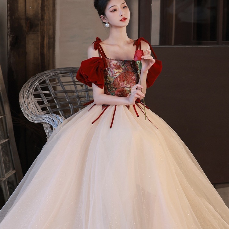 Picture of French Mesh Splicing, Stunning Elegant Evening Dress, Accessible Luxury, Classy French Engagement, Birthday Art Test Dress, Can Be Worn at Ordinary Times