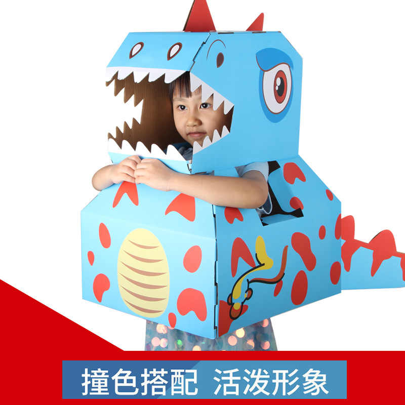 Picture of Tiktok Cartoon Dinosaur Carton Case Wearable Graffiti Tyrannosaurus Rex Model Kindergarten Handmade Stitching Children's Toys