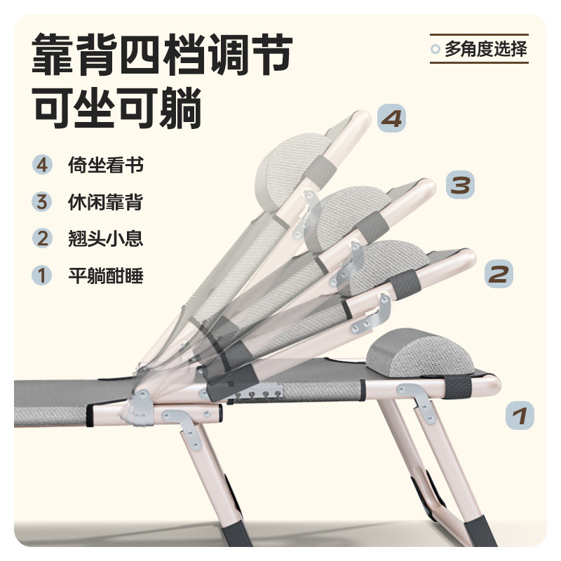 Picture of Outdoor Leisure Multi-functional Folding Bed Office Rest Installation-free Sitting and Lying-down Marching Bed Lunch Break Chair Bed