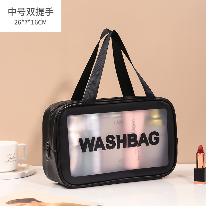 Picture of PVC Transparent Cosmetic Bag Simple Large Capacity Bath Bag PU Waterproof Portable Toiletry Bag Portable Travel Storage Bag