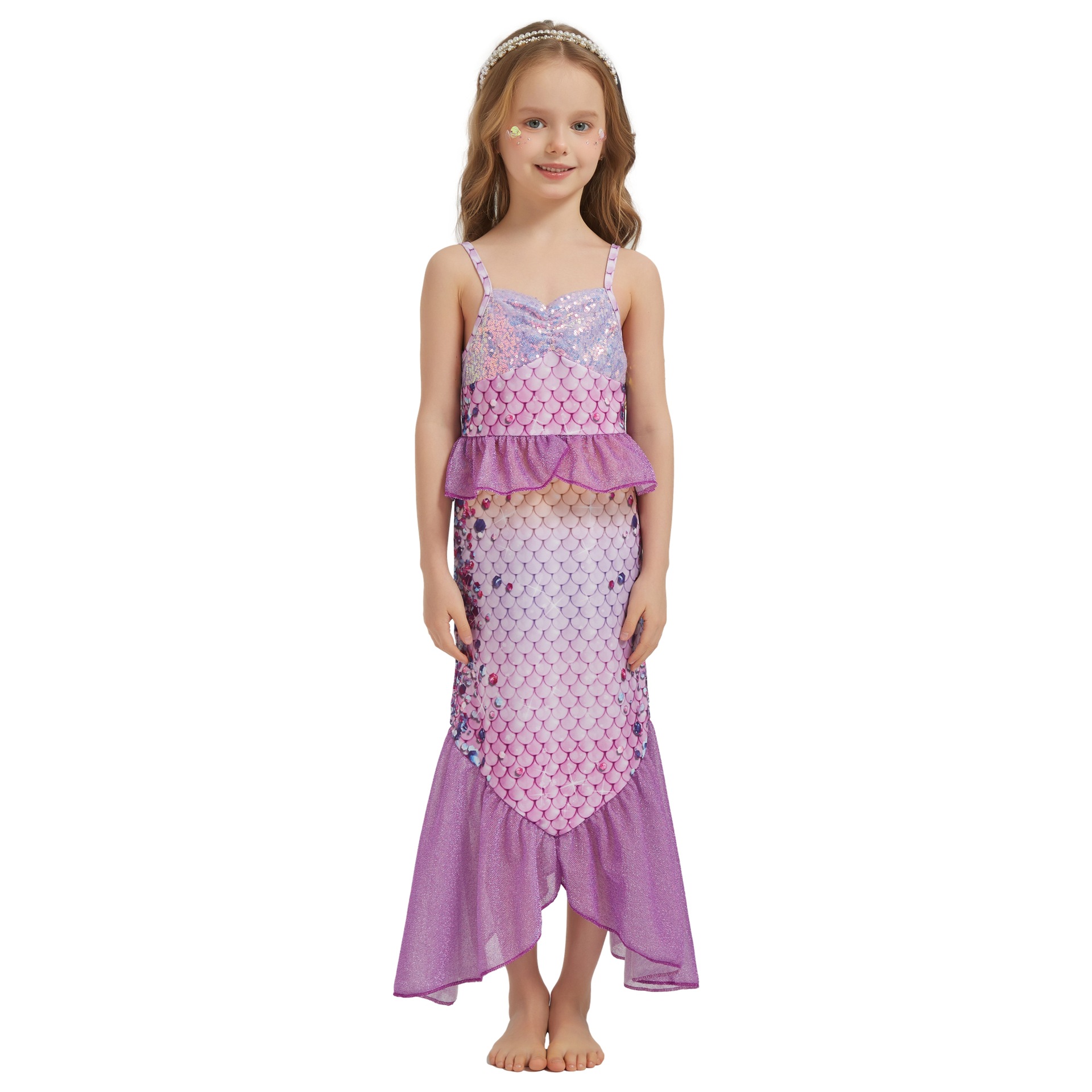 Picture of Cross-Border Foreign Trade Girls Mermaid Sequin Dress Children's Fashionable Sleeveless Mermaid Princess Dress Fishtail Long Dress