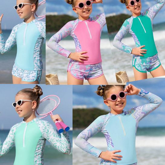 2024 New Hot Spring Children's Split Swimsuit Yoga Suit Cute zipper Swimsuit Beach Swimsuit