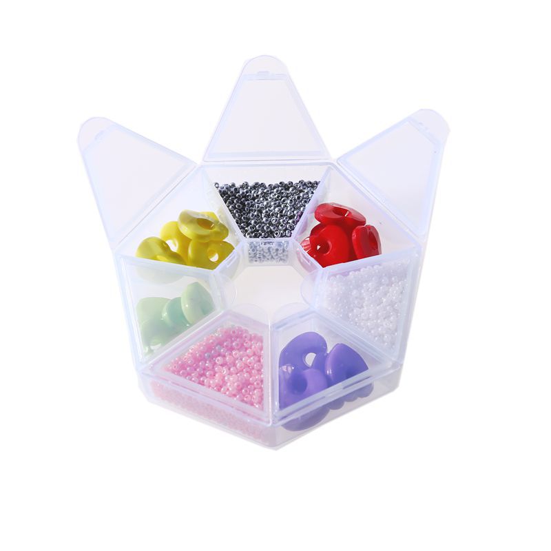 Picture of Disc 8 grid earrings jewelry PP storage box handmade beaded rice beads nail art bright with lid dustproof packaging box wholesale