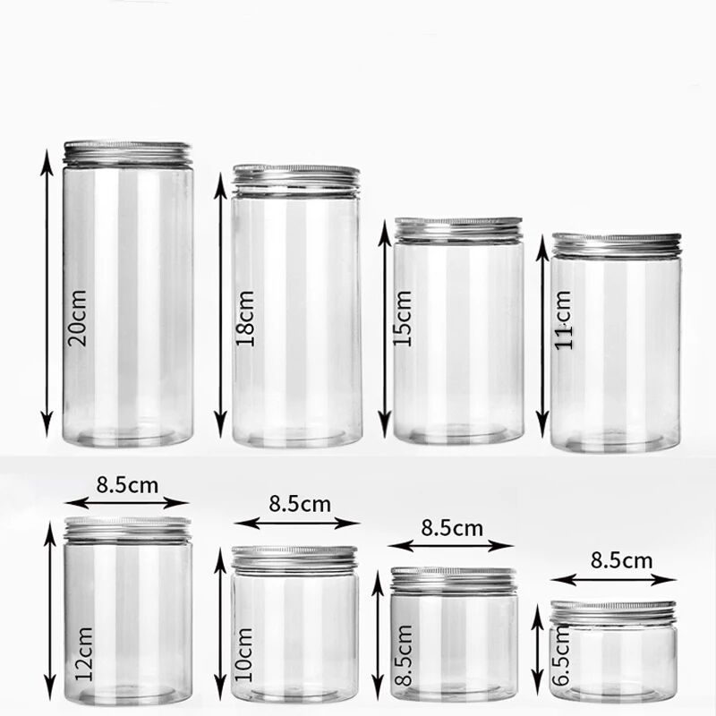 Ready Supply of 85 Aluminum Lid Transparent Sealed Jars, Wide Mouth Packaging Bottles