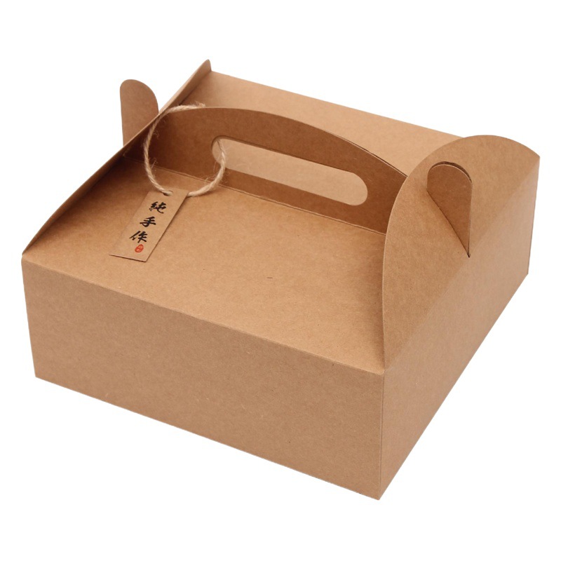 Vintage Kraft Paper Portable Pizza Box Spot Paper Folding Specialty Dessert Pastry Packaging Paper Box West Point Packaging