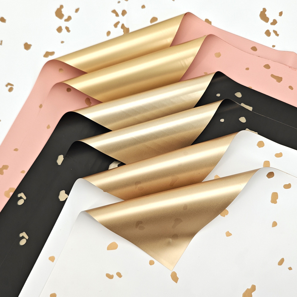 New Korean Style New Product Sprinkled with Gold Gilt Paper Ouya Paper Gift Wrapping Paper Flower Bouquet Wrapping Paper Wholesale