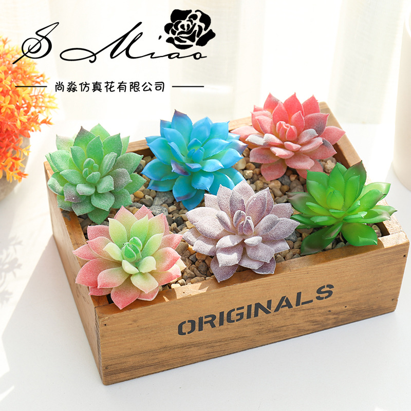 Succulent Rose Flower Head Creative DIY Accessories Flower and Plant Manufacturer Direct Supply Cross-Border Artificial Green Plants High