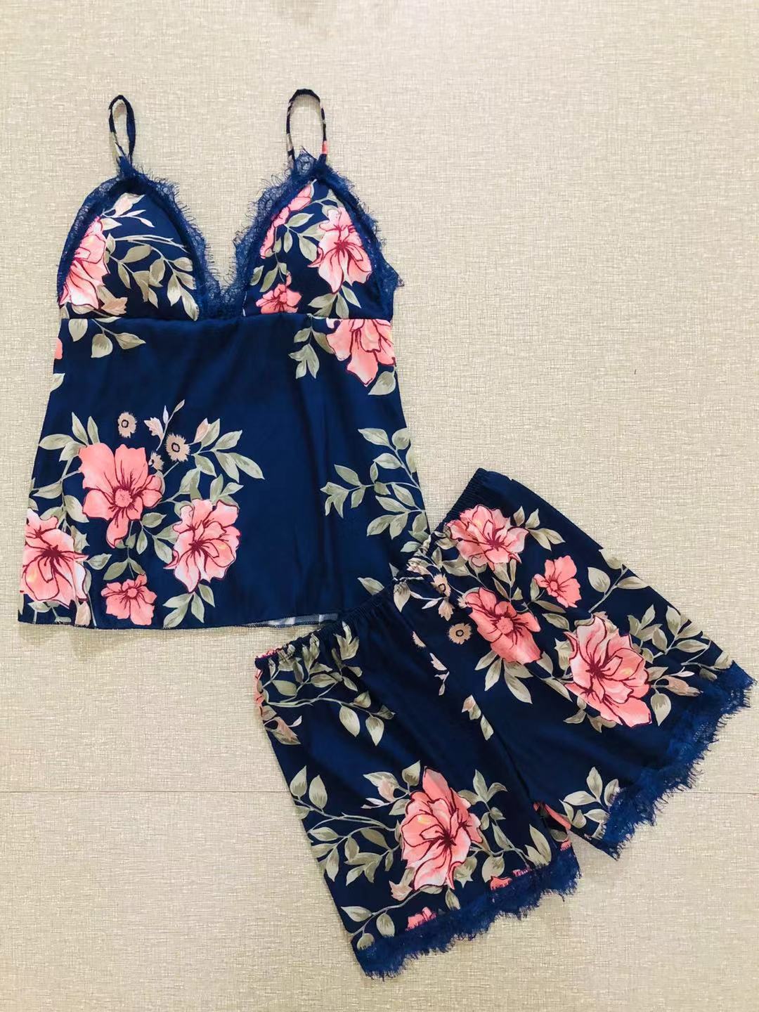 Picture of Printed pajamas set sexy home clothes ladies underwear nightgown supply Europe and the United States female manufacturers wholesale export