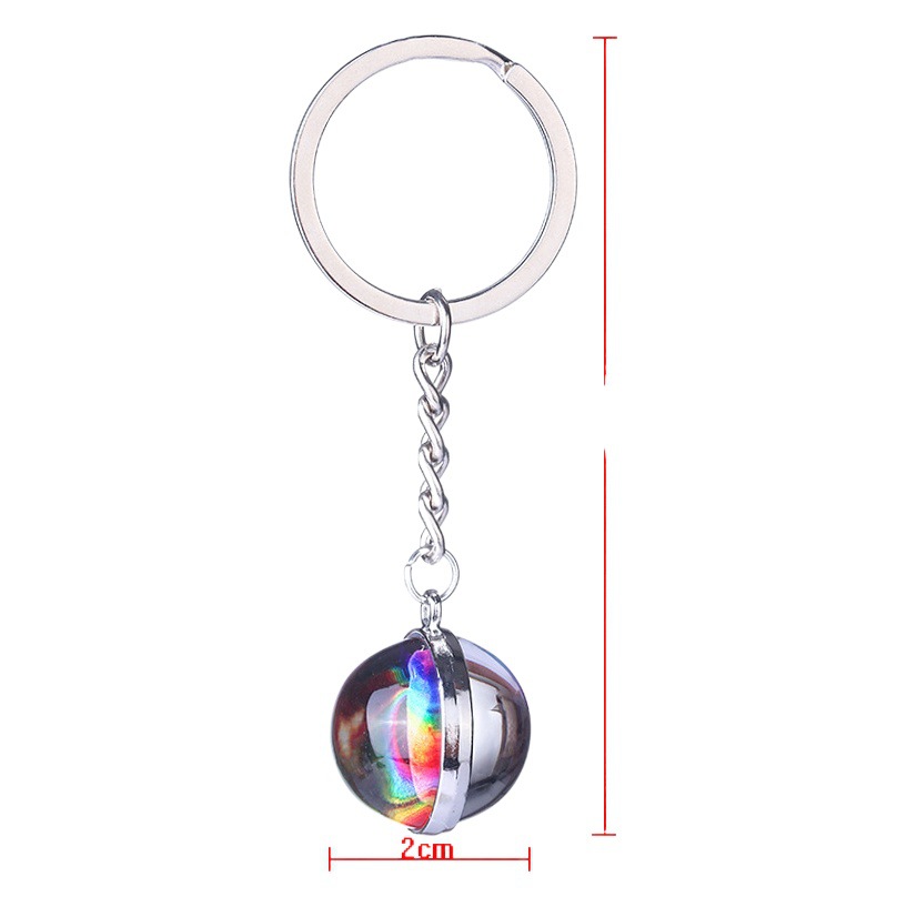 Solar system Milky Way Nebula double-sided glass ball keychain Moon Earth Mars pendant key chain jewelry wholesale