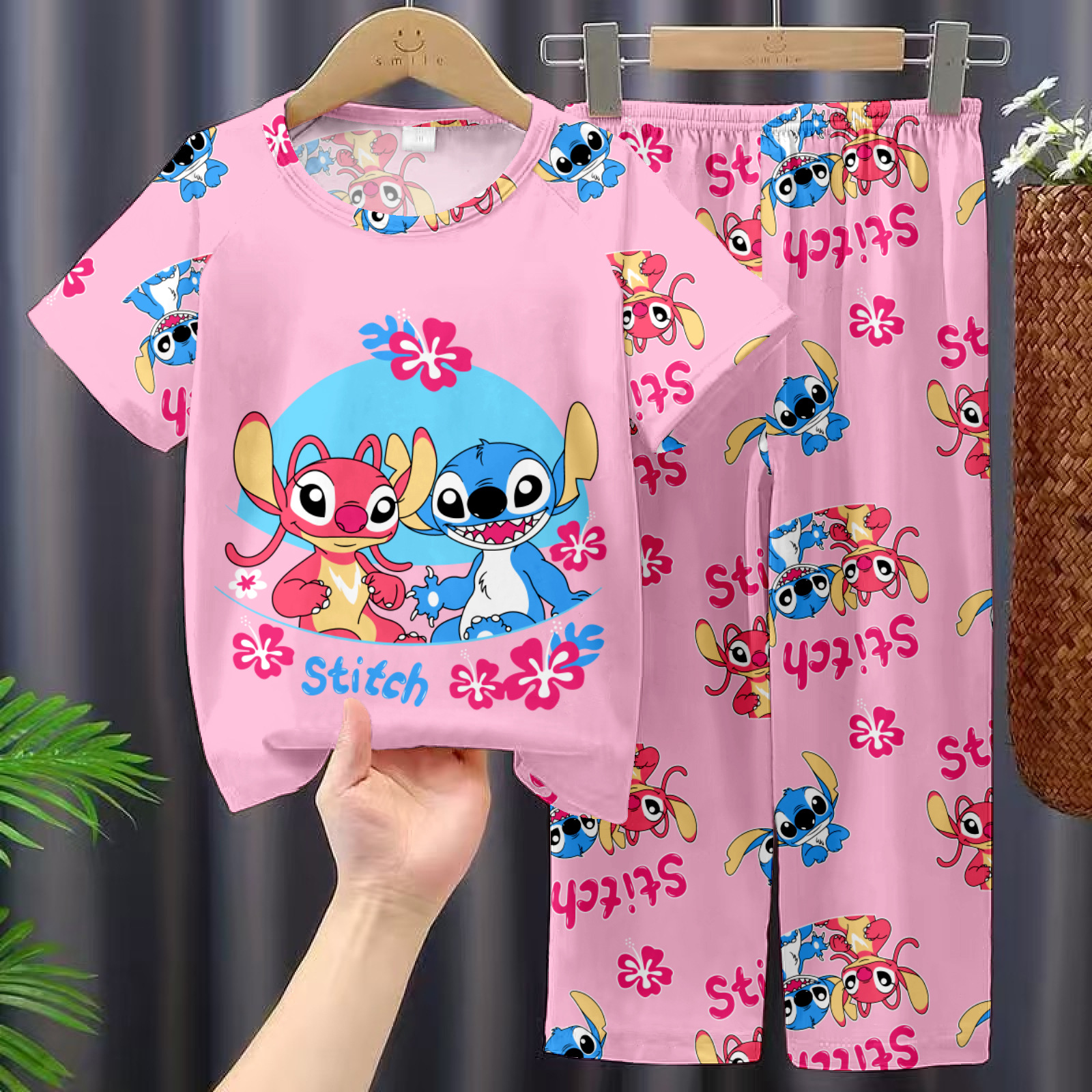 Picture of Children's Pajamas 2025 New Summer Thin Short-sleeved Trousers Girls' Large Children's and Girls' Home Clothes Summer Outer Wear