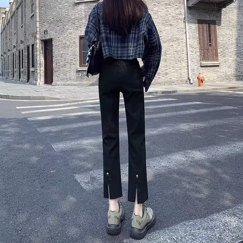 Straight Leg Jeans Women 2024 New Summer High Waist Slim Smoke Tube Pants Small Nine Points Summer Trendy Pants