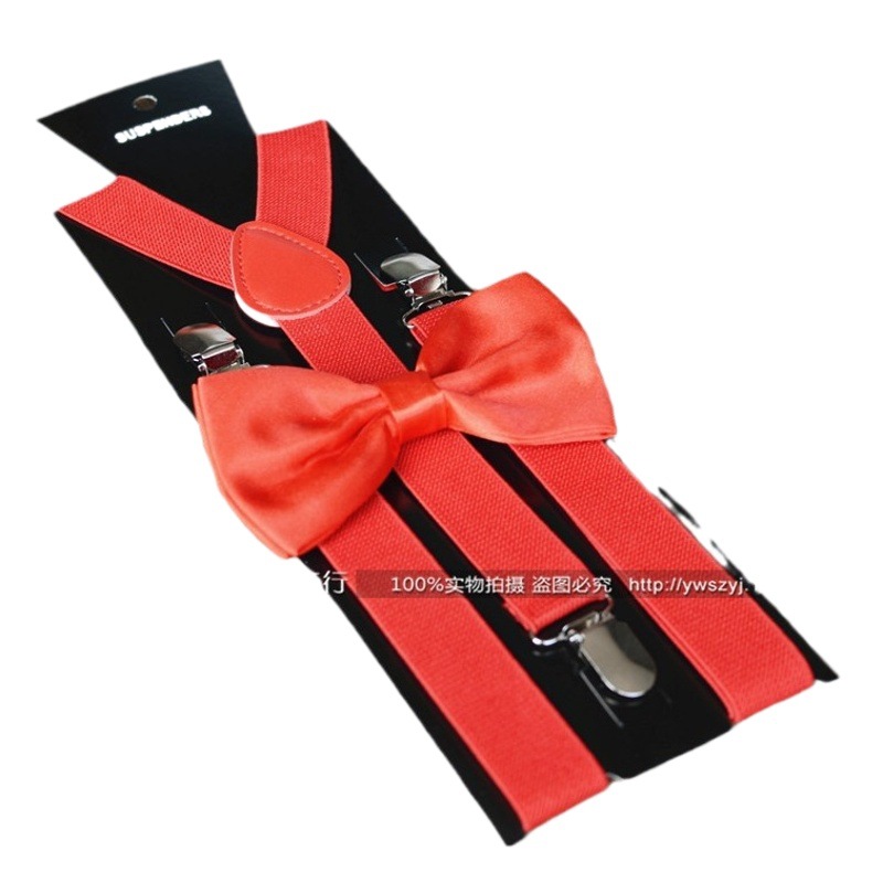 Spot Performance Suspender Pants Clip Bow tie Suspender Suit Middle Children Adult Men Women Suspender Photography Pure Black