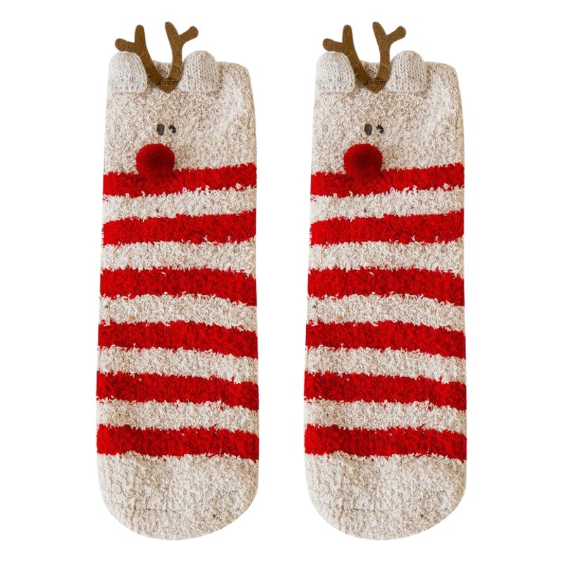 Christmas socks children autumn and winter socks cotton plus velvet padded sleep socks coral velvet warm cute velvet socks