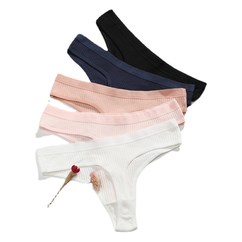 Thong Women's Cotton Temptation Sexy T Pants Women's Underwear Fashion Solid Color Women's Threaded Triangle Direct Selling