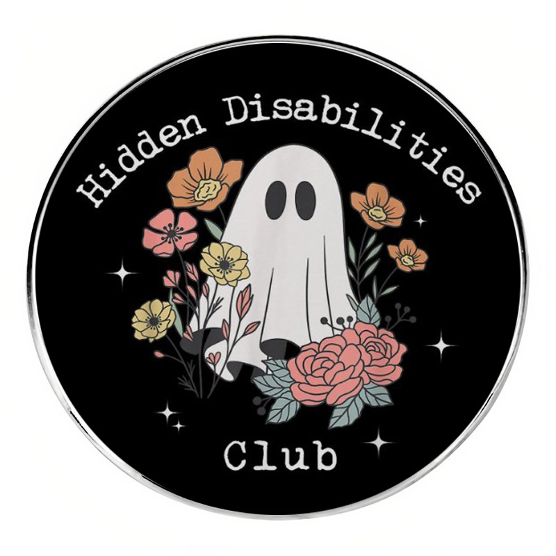 Invisible Disability Club Brooch Halloween Easter Ghost Pin Badge Metal Alloy Badge Accessories