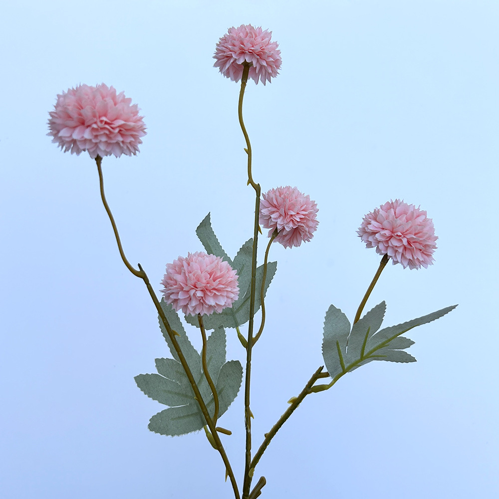 Picture of Simulation of 5 autumn dandelion ball chrysanthemum 5 small onion ball wedding home decoration bouquet soft photography props pu