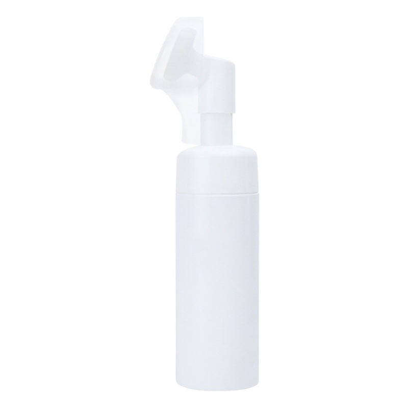 Cleansing Foam Bottle with Silicone Brush Head Pet Plastic Dispensing Bottle Foaming Bottle Cosmetic Packaging Bottle Foam Brush Head