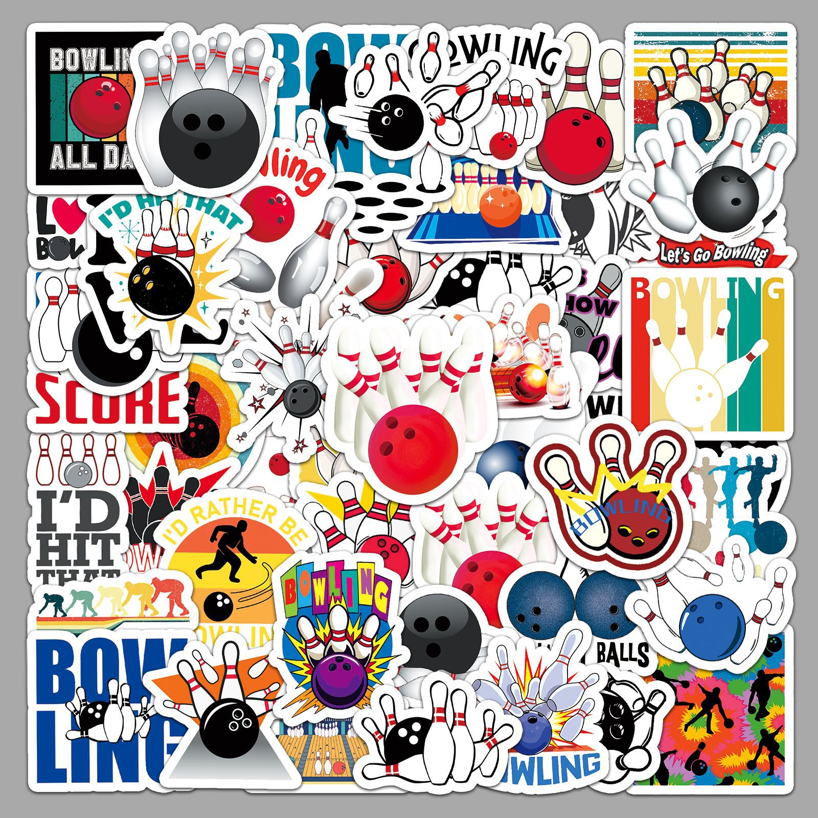 50 bowling graffiti personality cross-border sports creative goo card DIY skateboard luggage stickers waterproof