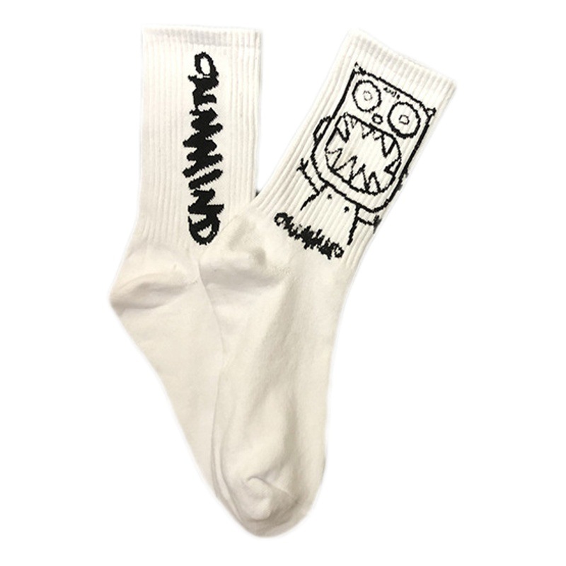 Socks Men's Trendy Hip-Hop Street Basketball High-Top Cartoon Sports Socks Korean Ins Female Couple Mid-Calf Stockings