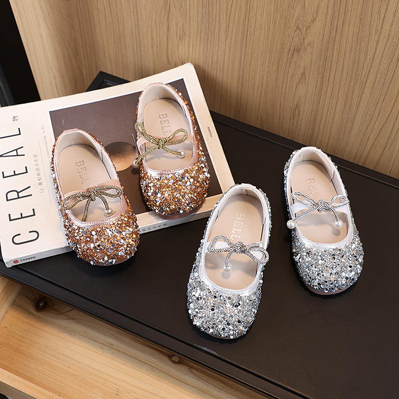 Baby girl shoes, princess shoes, girls' crystal shoes, soft-soled leather shoes, 3-12 years old girls' single shoes, pumps, baby shoes
