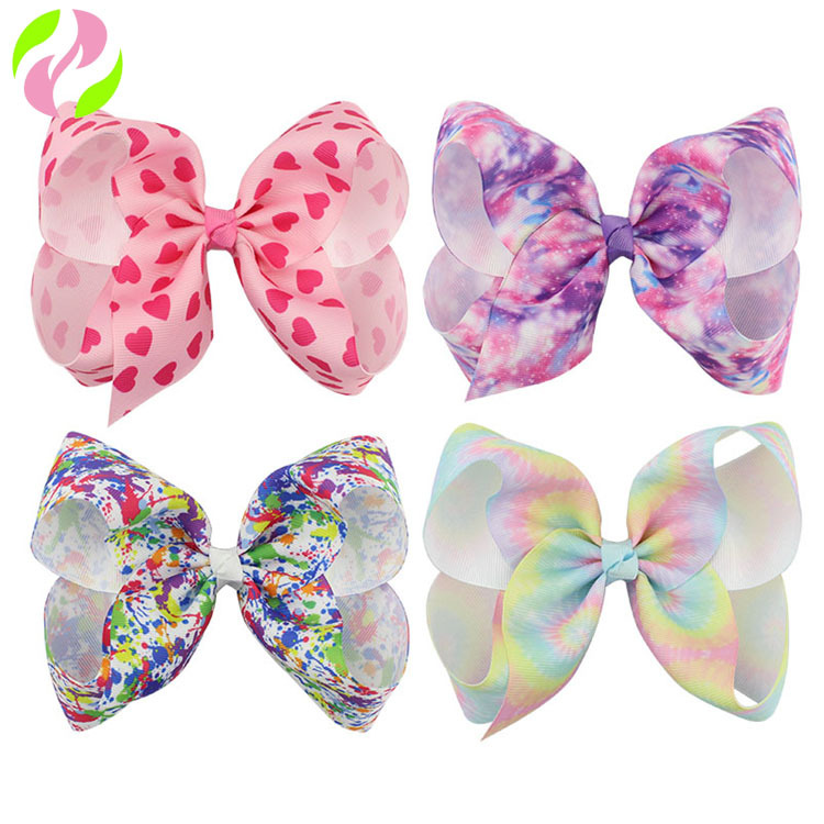 Europe and the United States cross-border AliExpress new 6 inch graffiti star bow children's hair clip JOJO hair accessories headpiece