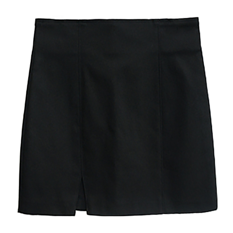 Picture of Black Skirt Women's Spring and Summer 2021 New Arrival Irregular Split Hip Skirt Short High Waist Slimming Short Skirt
