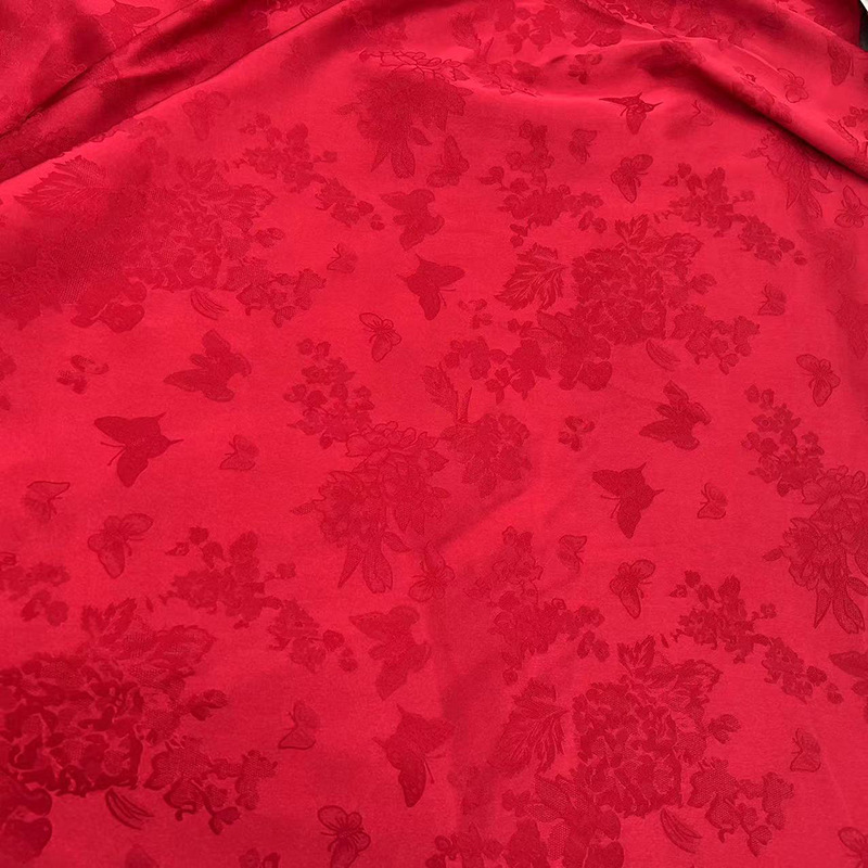 Butterfly Flower National Style Satin Satin Jacquard Fabric New Chinese Retro Cheongsam Hanfu Shirt dress Jacquard