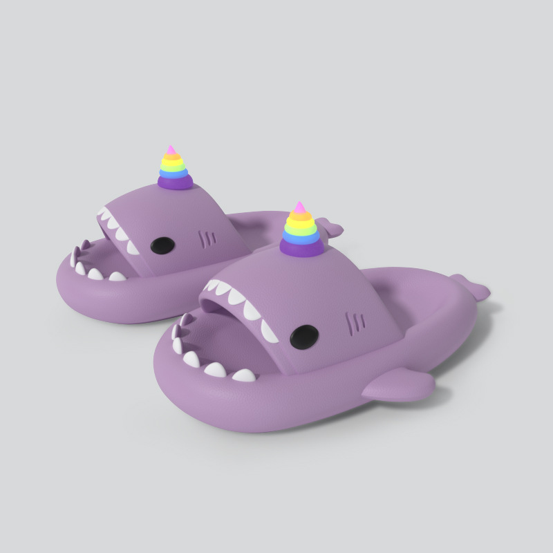 Picture of New Style Lantern Fish Shark Slippers Female Couple Indoor and Outdoor Thick Slippers Female Slip-on Feeling Soft Sole Home Sandals for Men