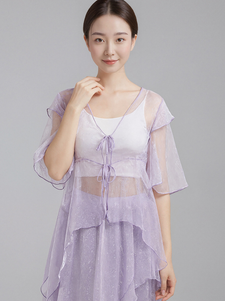 New classical dance costumes, women's flowing gauze costumes, performance costumes, petal sleeve tops, dance practice clothes, body rhyme costumes, adults