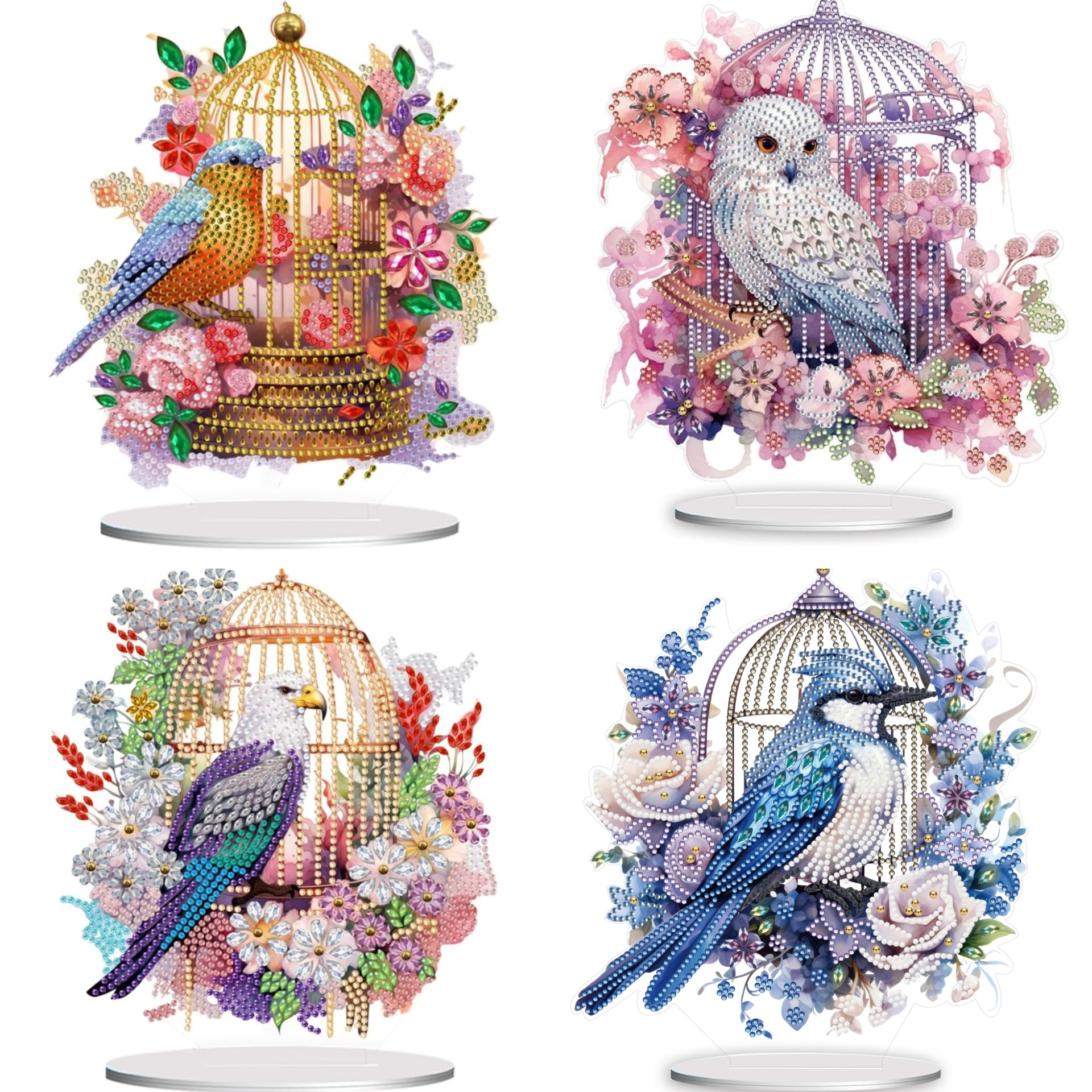 New Arrival Diamond Painting Kit Pendant DIY Flower Birdcage Diamond Painting Art Window Hanging Ornament